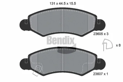 BPD1169 BENDIX Braking Комплект тормозных колодок, дисковый тормоз