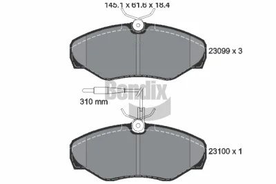 BPD1293 BENDIX Braking Комплект тормозных колодок, дисковый тормоз