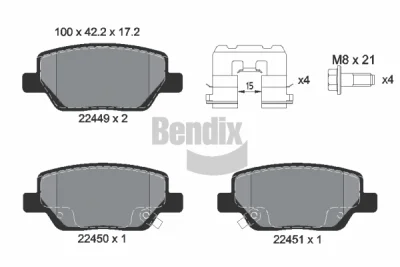 BPD1422 BENDIX Braking Комплект тормозных колодок, дисковый тормоз