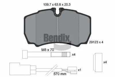 BPD1564 BENDIX Braking Комплект тормозных колодок, дисковый тормоз