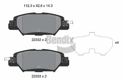 BPD1883 BENDIX Braking Комплект тормозных колодок, дисковый тормоз