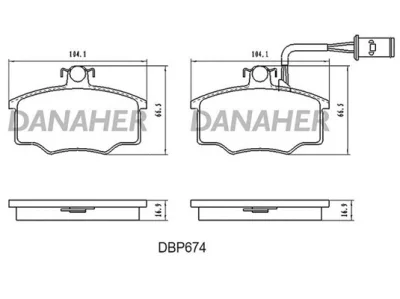 DBP674 DANAHER Комплект тормозных колодок, дисковый тормоз
