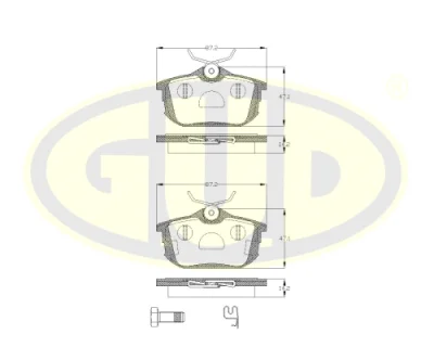 Комплект тормозных колодок, дисковый тормоз G.U.D GBP060512