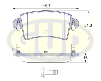 Комплект тормозных колодок, дисковый тормоз G.U.D GBP083300