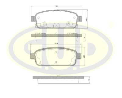 Комплект тормозных колодок, дисковый тормоз G.U.D GBP143202