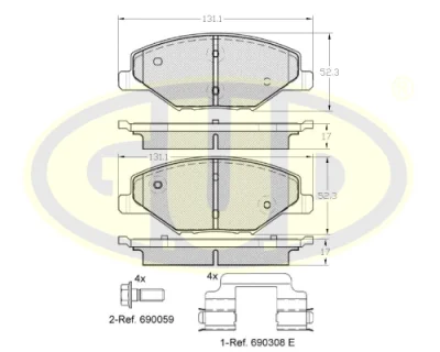 Комплект тормозных колодок, дисковый тормоз G.U.D GBP155300