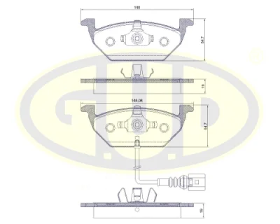 Комплект тормозных колодок, дисковый тормоз G.U.D GBP880110