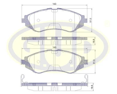 GBP880167 G.U.D Комплект тормозных колодок, дисковый тормоз