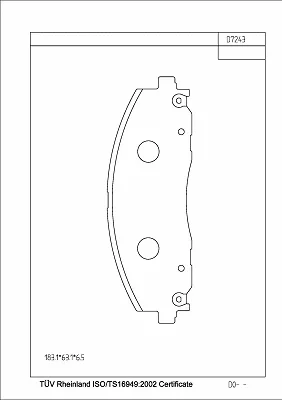 KD7243 ASIMCO Комплект тормозных колодок, дисковый тормоз