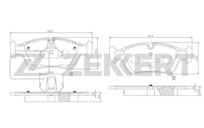 BS-1016 ZEKKERT Комплект тормозных колодок, дисковый тормоз