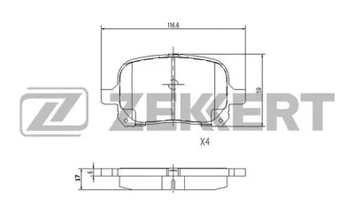 BS-1116 ZEKKERT Комплект тормозных колодок, дисковый тормоз