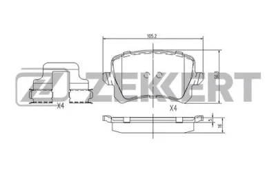 BS-1168 ZEKKERT Комплект тормозных колодок, дисковый тормоз