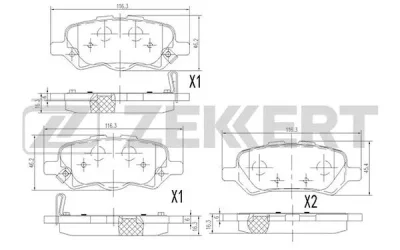BS-2096 ZEKKERT Комплект тормозных колодок, дисковый тормоз