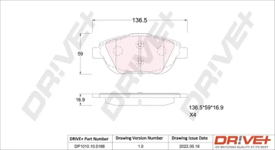 DP1010.10.0188 Dr!ve+ Комплект тормозных колодок, дисковый тормоз