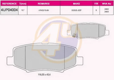 4UP04004 4U Комплект тормозных колодок, дисковый тормоз