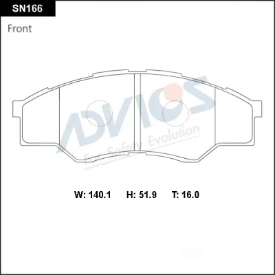 SN166 ADVICS Комплект тормозных колодок, дисковый тормоз