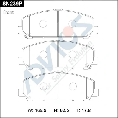 SN239P ADVICS Комплект тормозных колодок, дисковый тормоз