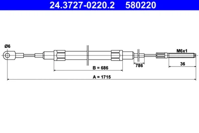 Тросик, cтояночный тормоз ATE 24.3727-0220.2