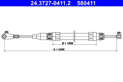 Тросик, cтояночный тормоз ATE 24.3727-0411.2