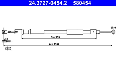 Тросик, cтояночный тормоз ATE 24.3727-0454.2