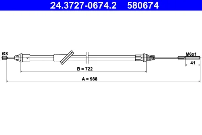 Тросик, cтояночный тормоз ATE 24.3727-0674.2