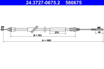 Тросик, cтояночный тормоз ATE 24.3727-0675.2