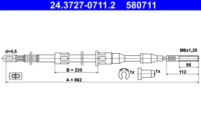24.3727-0711.2 ATE Тросик, cтояночный тормоз
