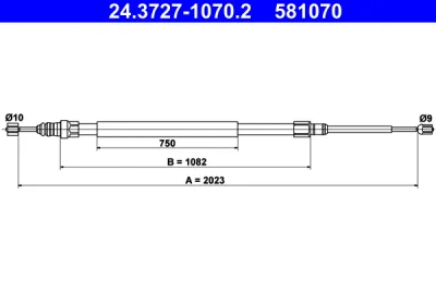 Тросик, cтояночный тормоз ATE 24.3727-1070.2