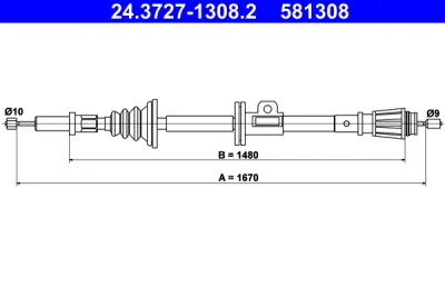 Тросик, cтояночный тормоз ATE 24.3727-1308.2