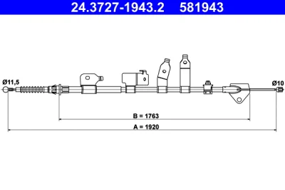Тросик, cтояночный тормоз ATE 24.3727-1943.2