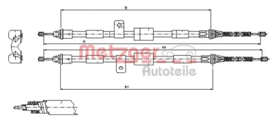 11.5456 METZGER Тросик, cтояночный тормоз