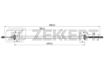 BZ-1332 ZEKKERT Тросик, cтояночный тормоз