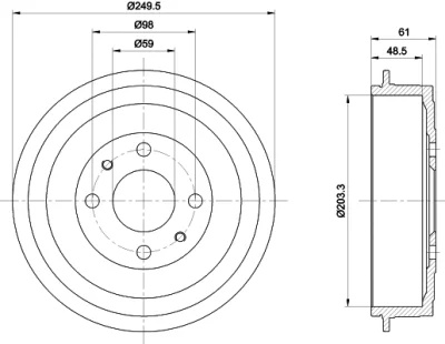 8DT 355 301-421 BEHR/HELLA/PAGID Тормозной барабан