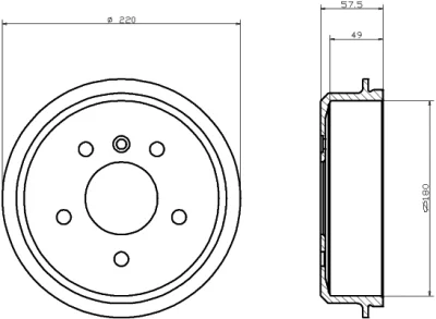 8DT 355 301-451 BEHR/HELLA/PAGID Тормозной барабан