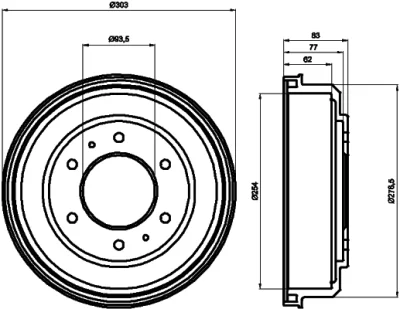 8DT 355 302-291 BEHR/HELLA/PAGID Тормозной барабан