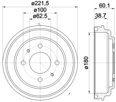 8DT 355 302-451 BEHR/HELLA/PAGID Тормозной барабан