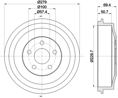 8DT 355 303-101 BEHR/HELLA/PAGID Тормозной барабан