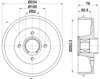 8DT 355 303-131 BEHR/HELLA/PAGID Тормозной барабан