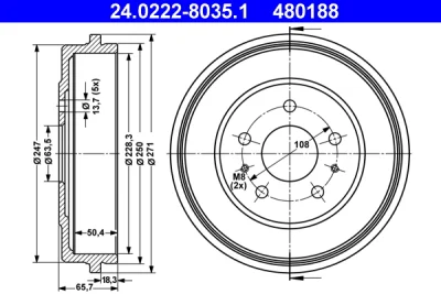 Тормозной барабан ATE 24.0222-8035.1