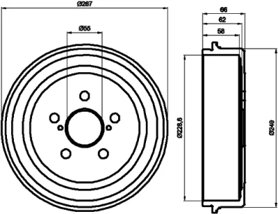 61255 BEHR/HELLA/PAGID Тормозной барабан