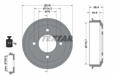 94030300 TEXTAR Тормозной барабан