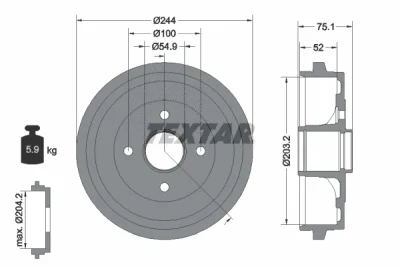 94043200 TEXTAR Тормозной барабан