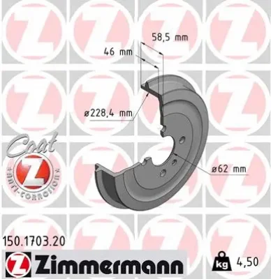 Тормозной барабан ZIMMERMANN 150.1703.20