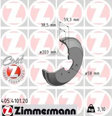 Тормозной барабан ZIMMERMANN 405.4101.20