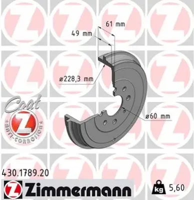 Тормозной барабан ZIMMERMANN 430.1789.20