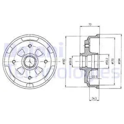 BF263 DELPHI Тормозной барабан