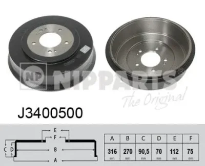 J3400500 NIPPARTS Тормозной барабан