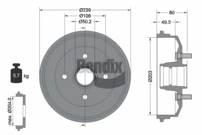 BDM1039 BENDIX Braking Тормозной барабан