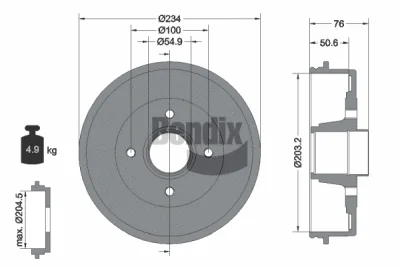 BDM1073 BENDIX Braking Тормозной барабан