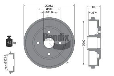 BDM1091 BENDIX Braking Тормозной барабан